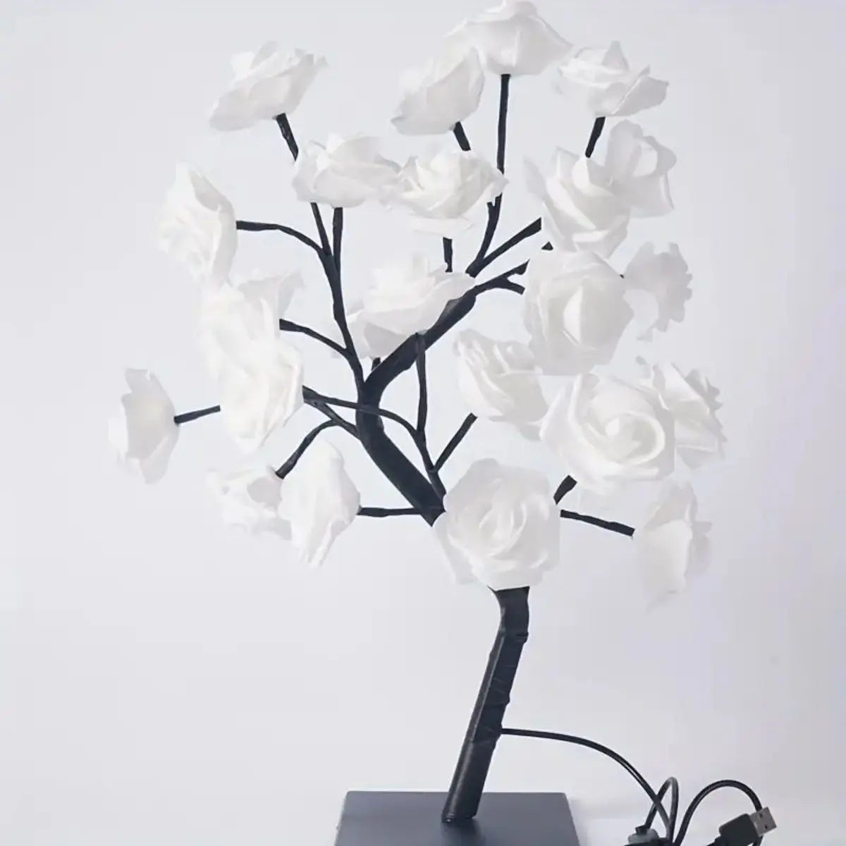LED Rose Tree Lamp - USB Powered Night Light with Pink Roses for Bedroom Decor