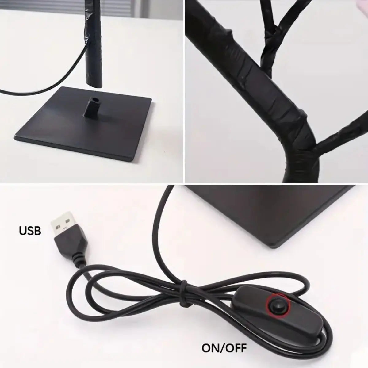 LED Rose Tree Lamp - USB Powered Night Light with Pink Roses for Bedroom Decor