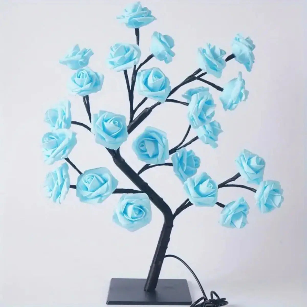 LED Rose Tree Lamp - USB Powered Night Light with Pink Roses for Bedroom Decor